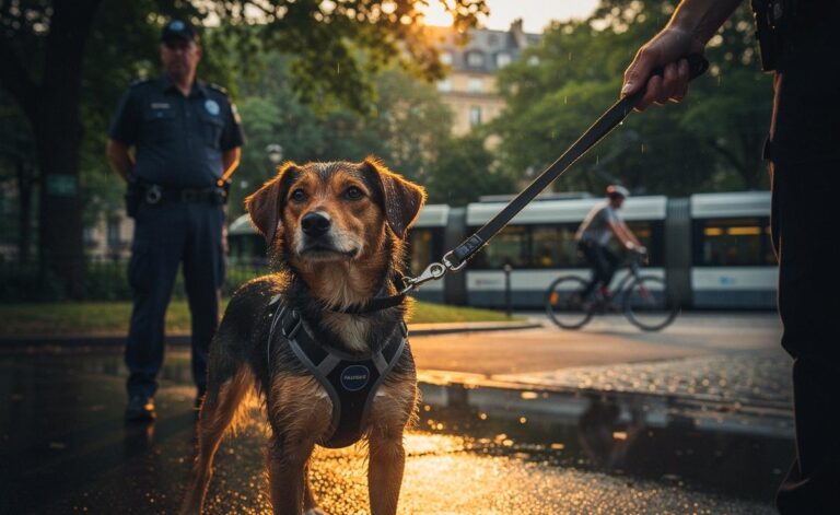 Illustration von strengeren Kontrollen der Leinenpflicht in der Stadt