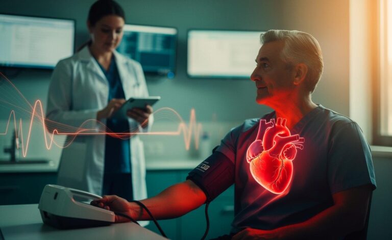 Illustration von regelmäßigen Herz-Kreislauf-Kontrollen ab 50 zur langfristigen Gesundheit