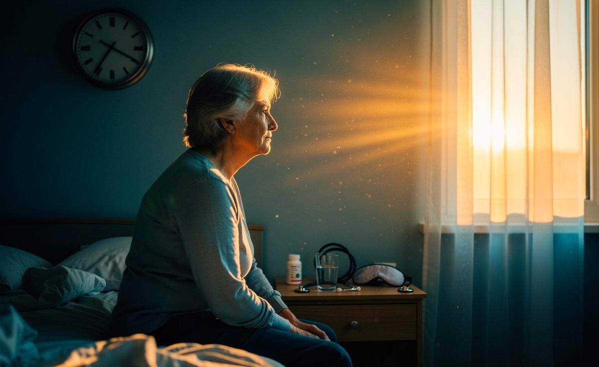 Illustration von ärztlicher Warnung vor vernachlässigten Schlafrhythmen bei Menschen ab 60