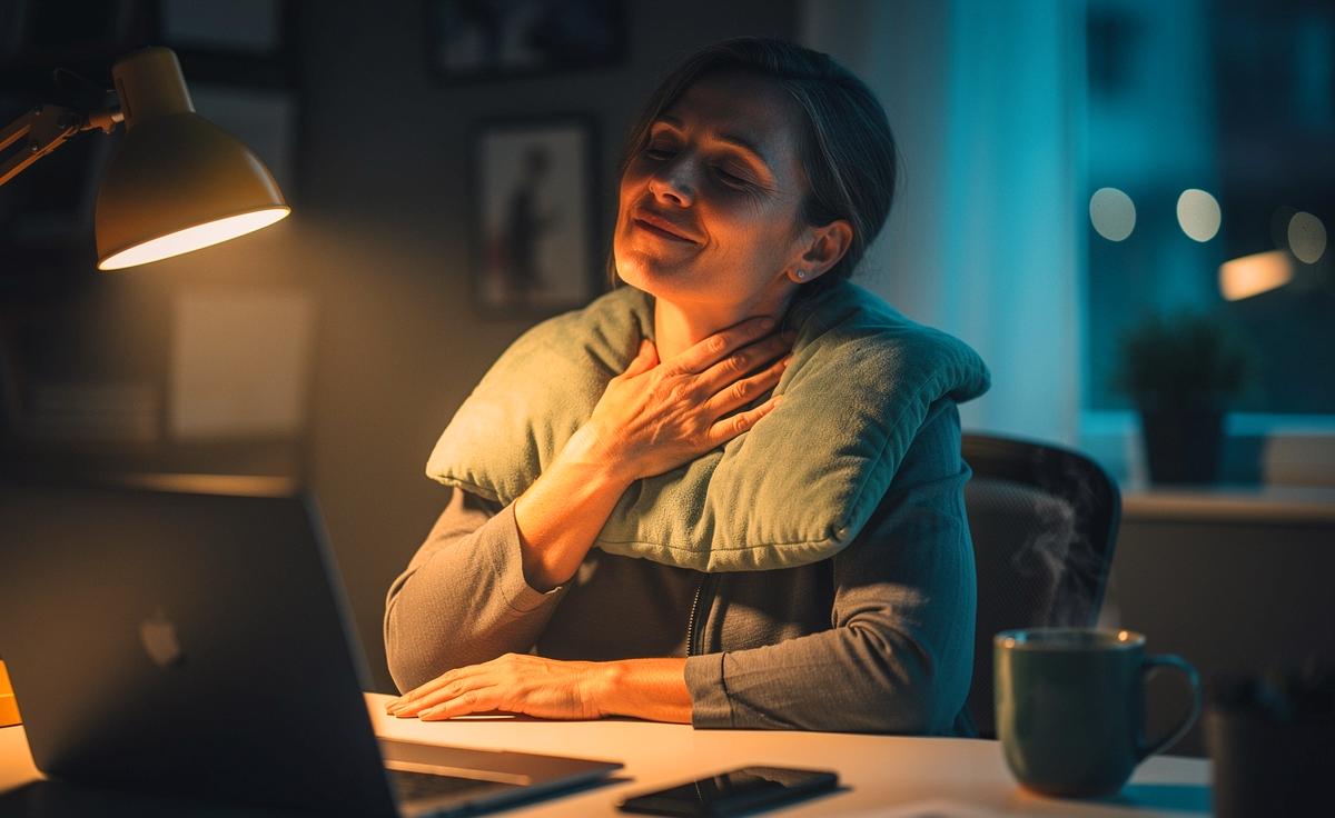 Illustration von Nackenschmerzen ab 40 und Entspannungstechniken für die Nackenmuskulatur