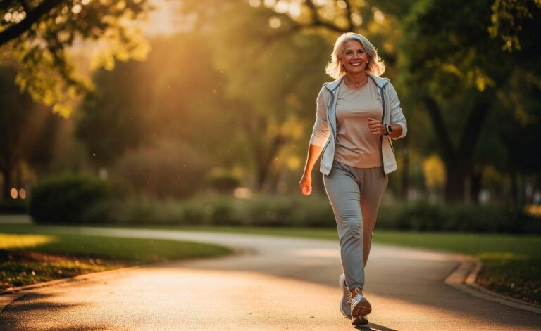 Illustration von einem Menschen über 50 beim täglichen 10-Minuten-Spaziergang zum Schutz des Herzens