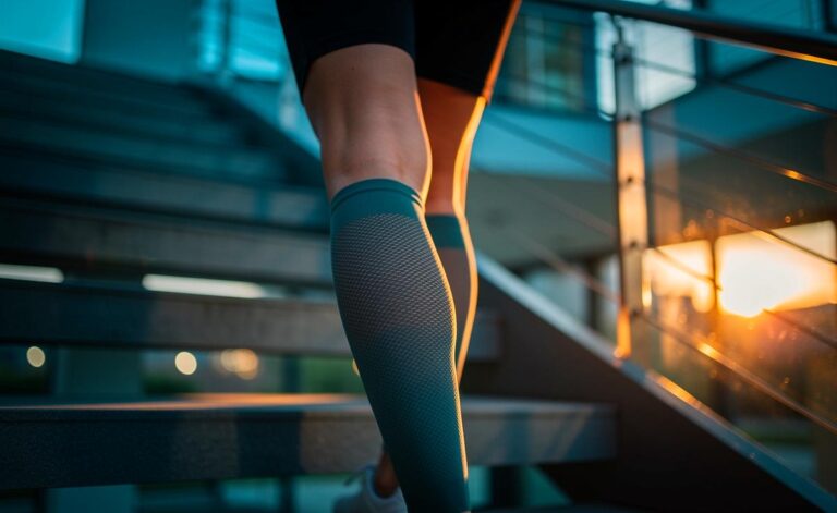 Illustration von Kompressionsstrümpfen, die abends die Beine leichter und erholter machen