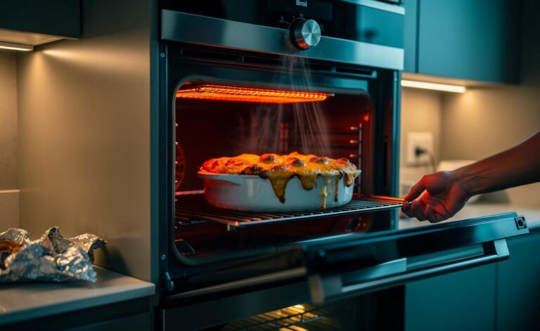 Illustration von einem Auflauf im Backofen, der ohne Vorheizen im Kaltstart gart und Energie spart