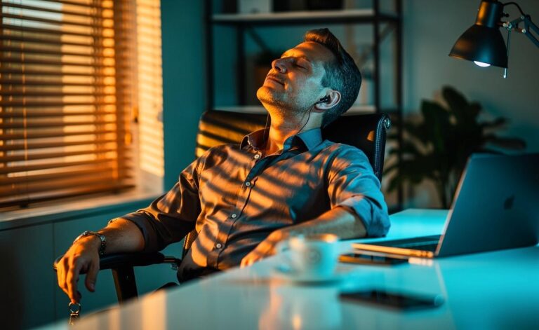 Illustration von [einem kurzen Powernap gegen das Nachmittagstief bei Menschen ab 40]